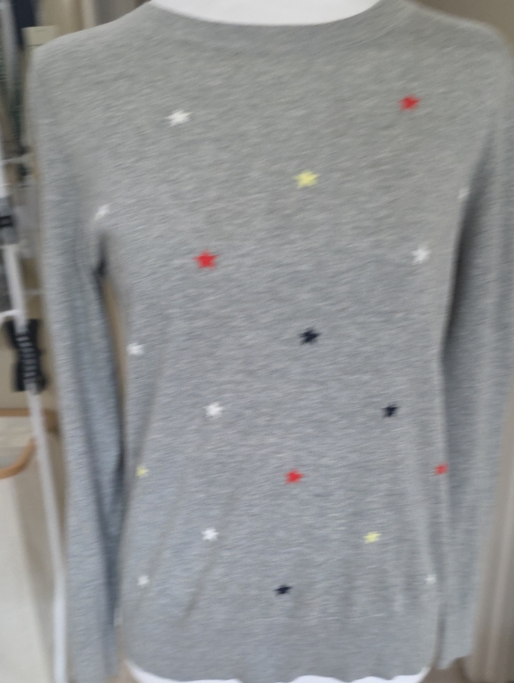 Banana Republic Grey Sweater with Colorful Star Embroidery